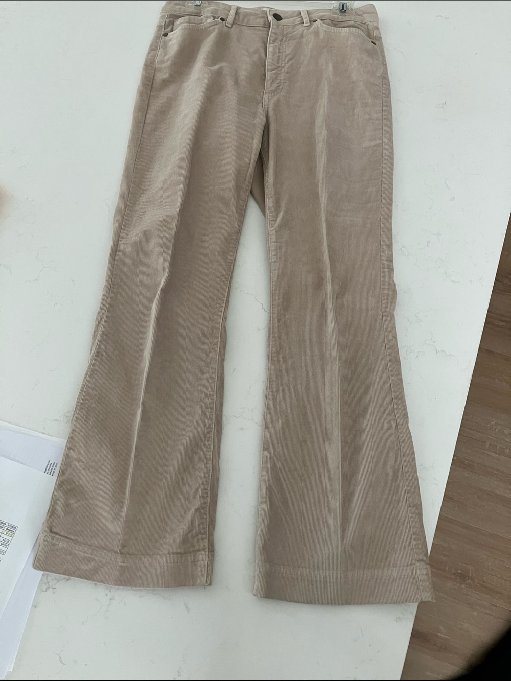 ANN MASHBURN Beige Corduroy Waistband Detail